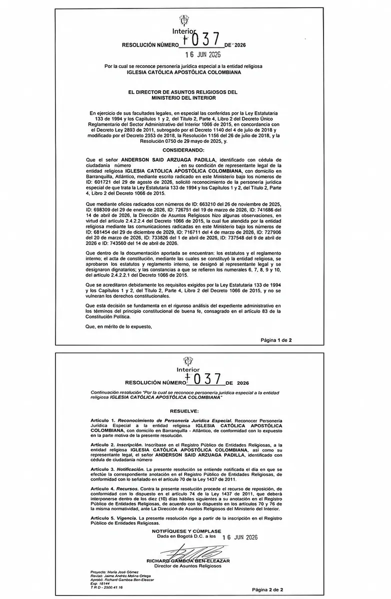 Personería Jurídica de la ICAC