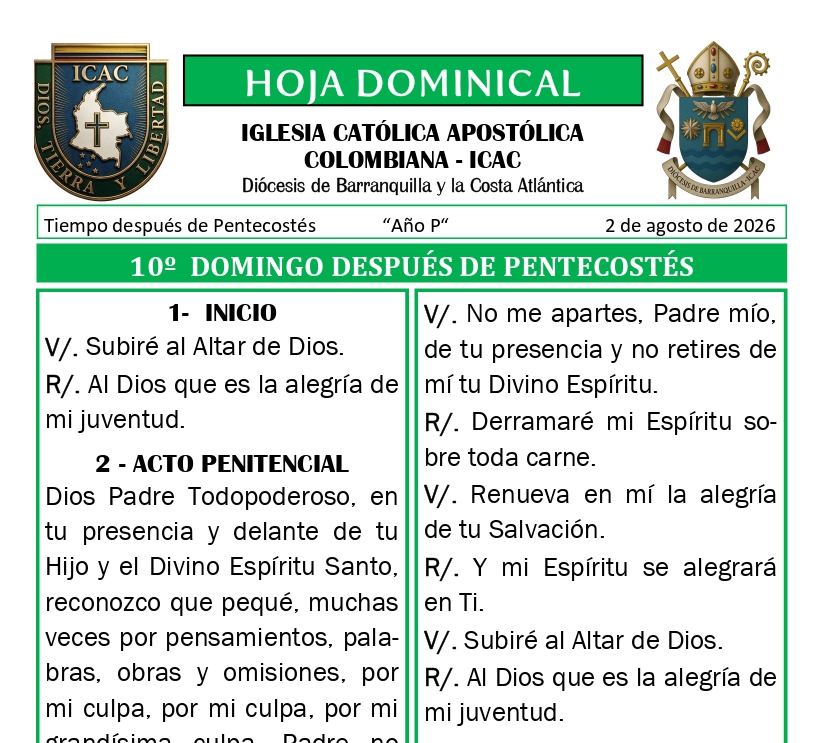Portada Hoja Dominical — 10° Domingo después de Pentecostés - Año P