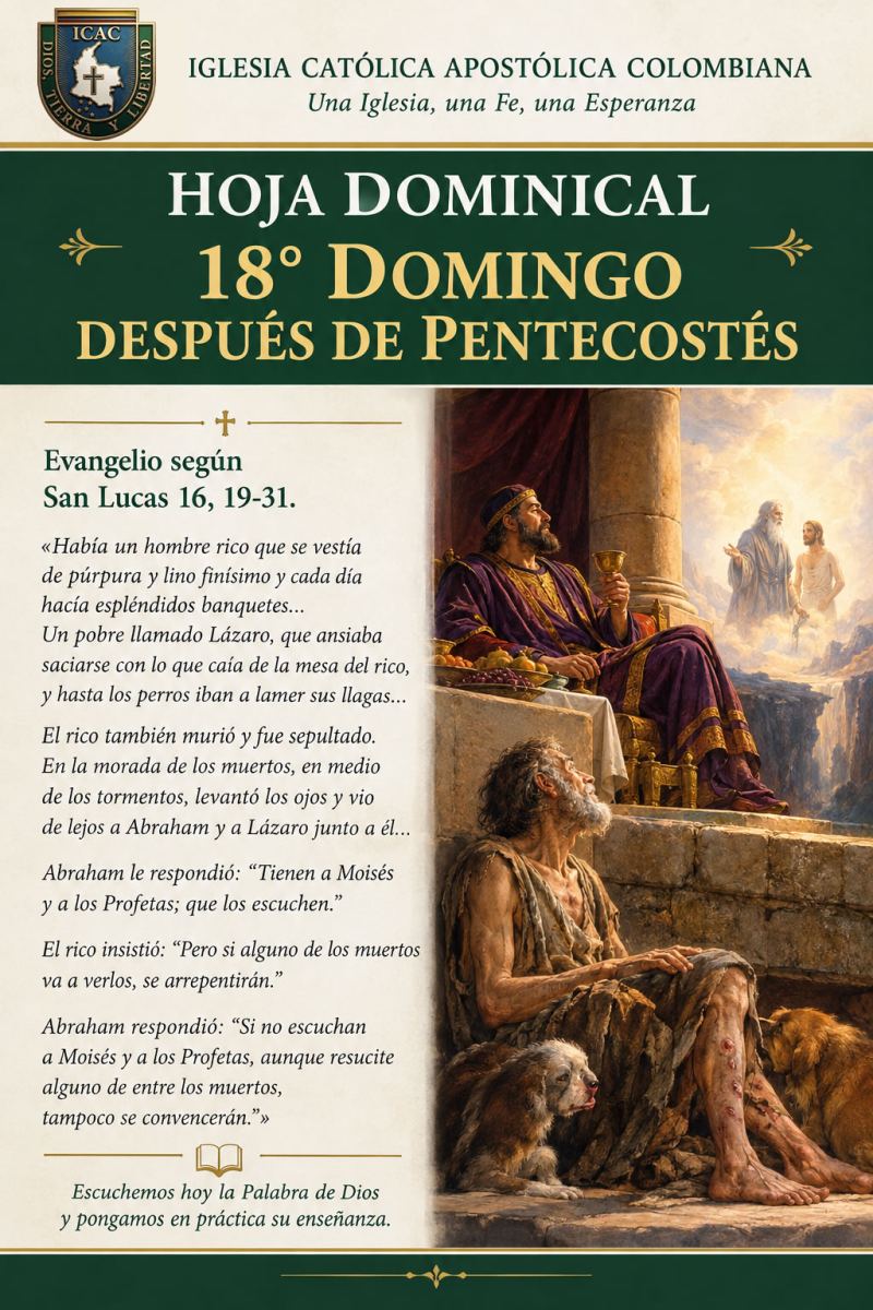 Portada Hoja Dominical — 18° Domingo después de Pentecostés - Año P